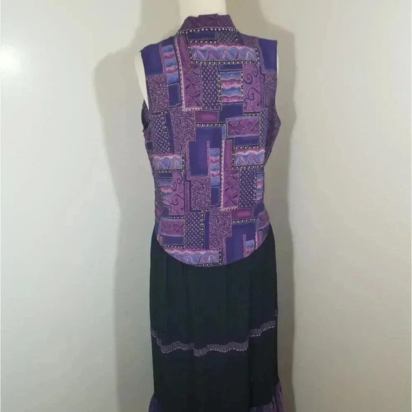 {Red Rock Reflections} SET: Vintage 90s Patchwork Ruffled Skirt & Vest - Picture 7 of 15